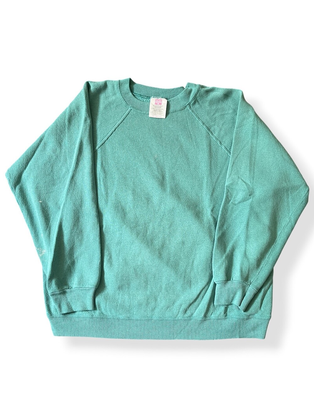 VTG 90s Blank Womens Teal Crewneck Pullover Sweatshirt Cotton Blend Size L USA